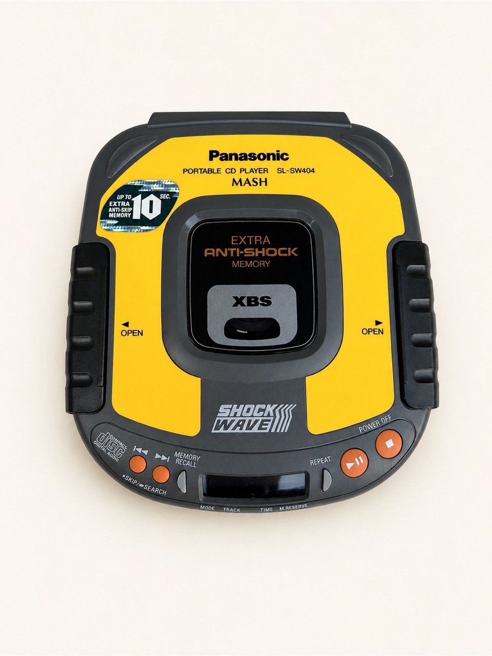 Panasonic Shockwave SL-SW404 Portable CD Player Yellow Powers On